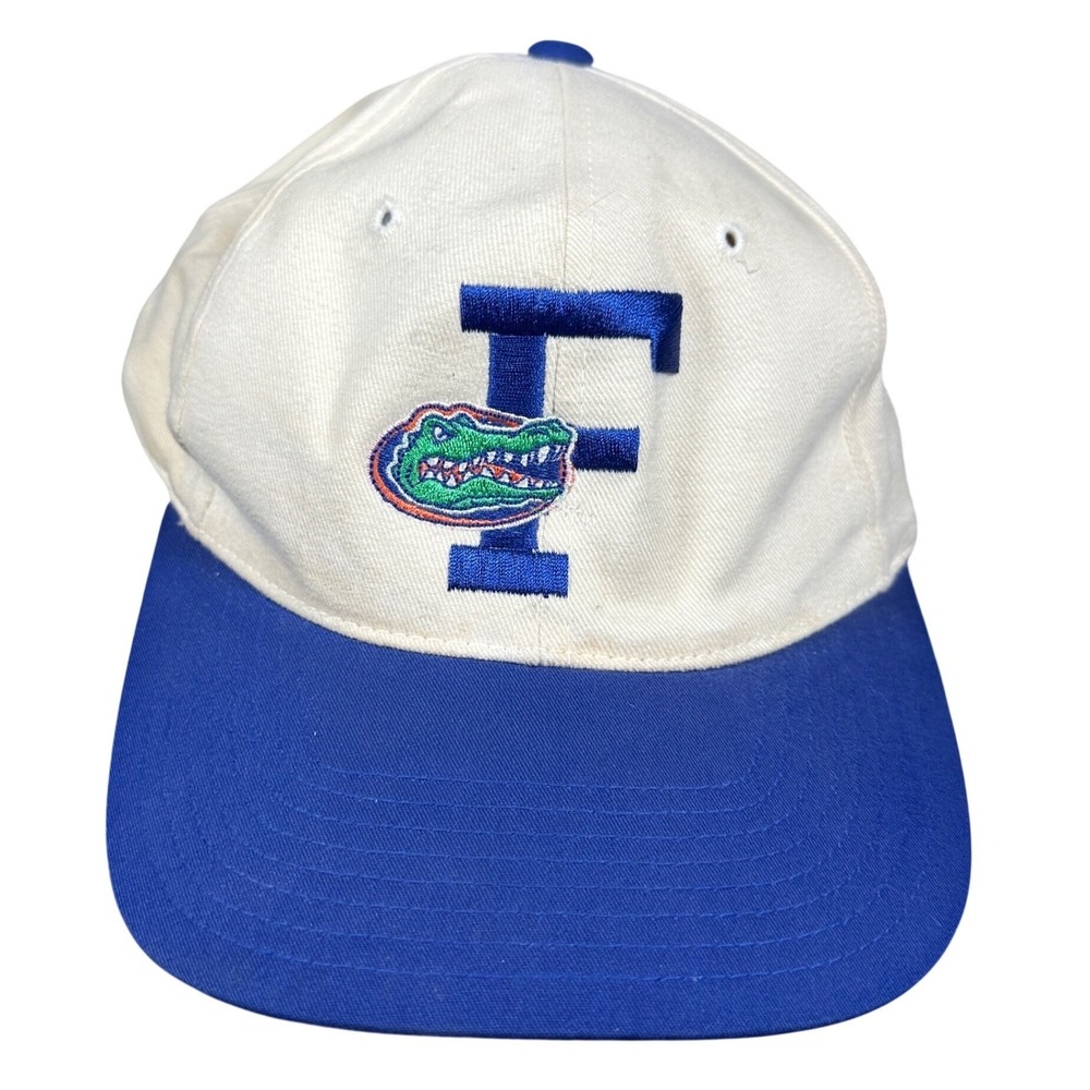 Vintage 90s Florida Gators Annco Snapback Hat White‎ Blue NCAA College Cap